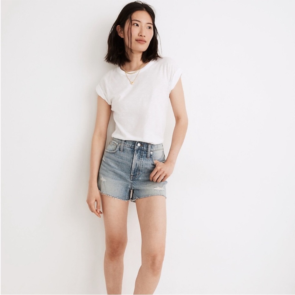 Madewell The Perfect Jean Short Distressed Snyder Wash